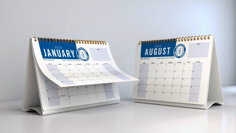 mockup of a desk calendar for calendar printing